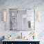 Armoire à pharmacie encastrée ou en saillie en aluminium avec miroir biseauté et tablette ouverte, 91,4 cm (L) x 76,2 cm (H).-1326510170-1326510171