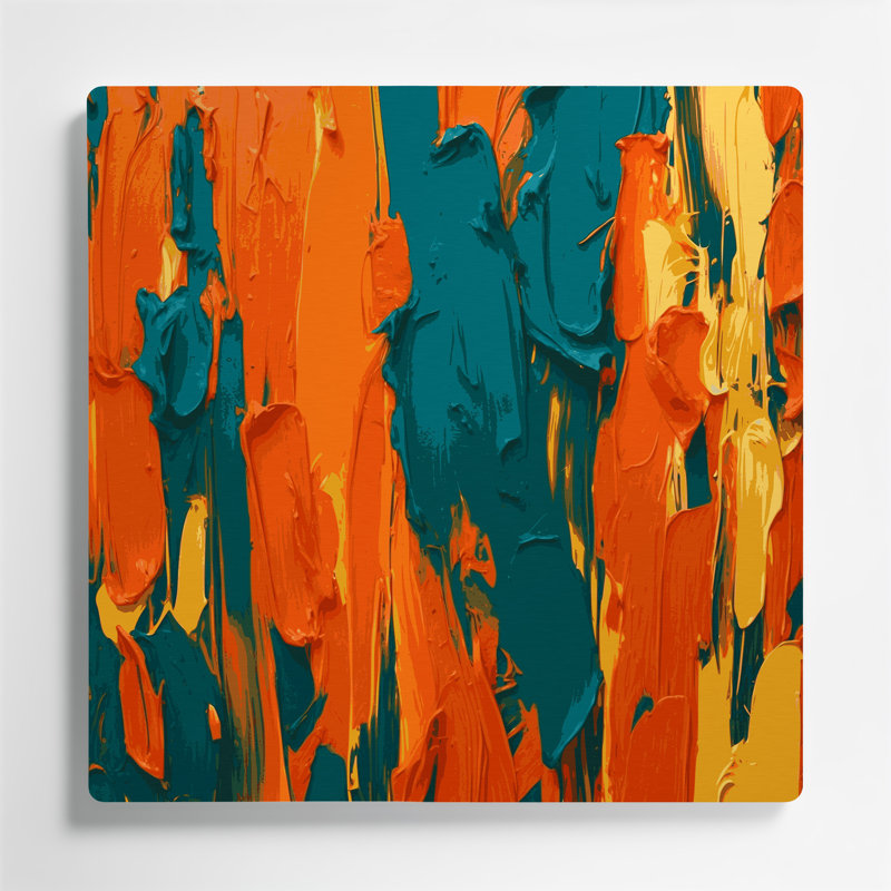 Abstrait couleur champ 54 orange, art mural en métal, H 12 po x l 12 po