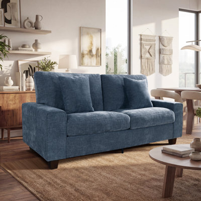 Karlita 71.25'' Chenille Sofa Square Arms Sofa Modern Style Loveseat With 2 Toss Pillows