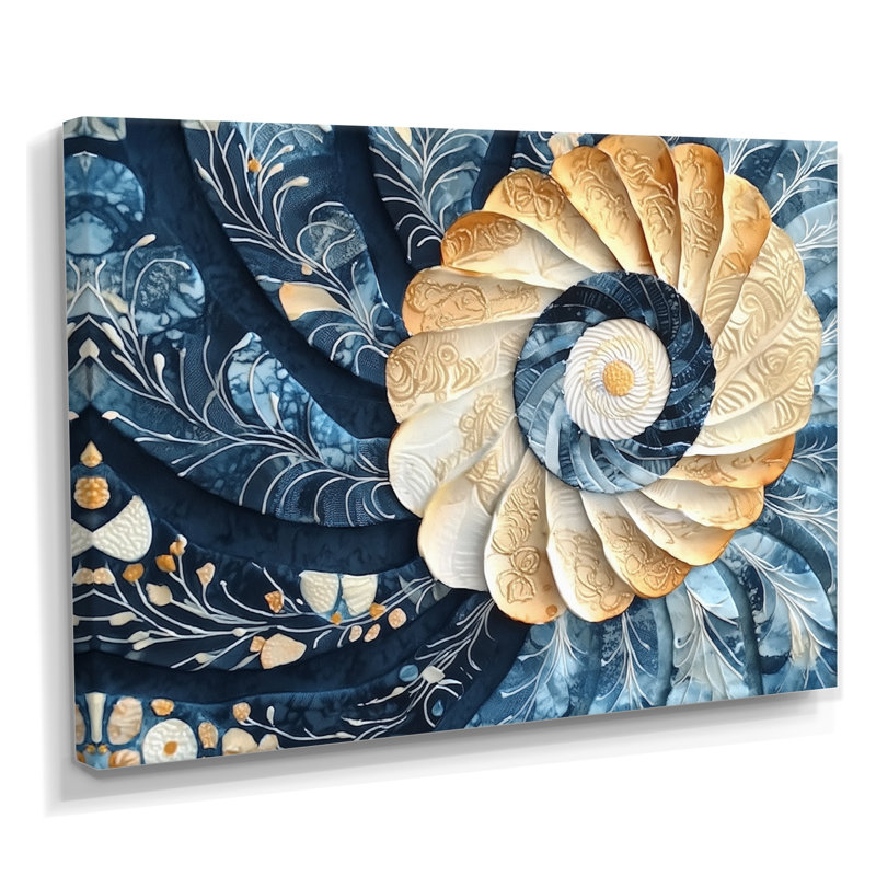 «Coastal Seashell Spiral Of The Ocean II», art abstrait de vagues modernes, H 12 po x l 20 po, Toile tendue