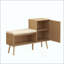 Banc de rangement pour chaussures 2 en 1, armoire à chaussures d'entrée en faux rotin avec tablettes à plusieurs niveaux, coussin de siège amovible et lavable, range-chaussures moderne pour chambre à coucher dans le couloir