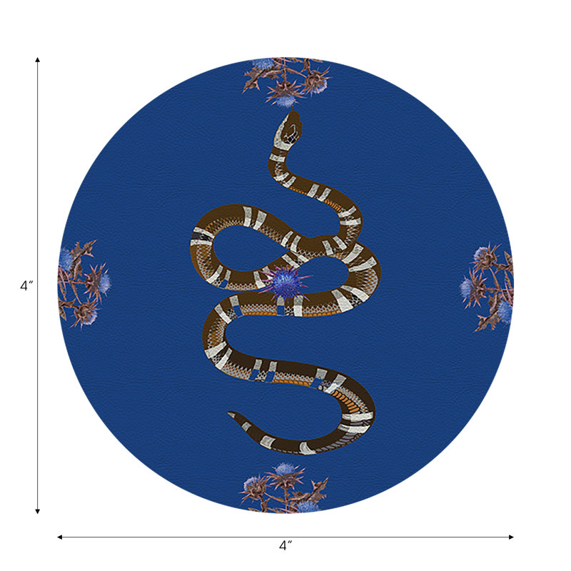 Sous-verres ronds en cuir Thistle and Snake, Bleu