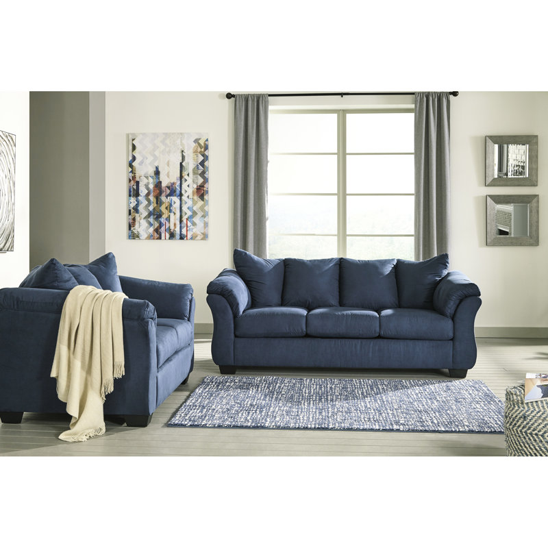 Microfibre bleu marine et coussins surdimensionnés Confort et durabilité