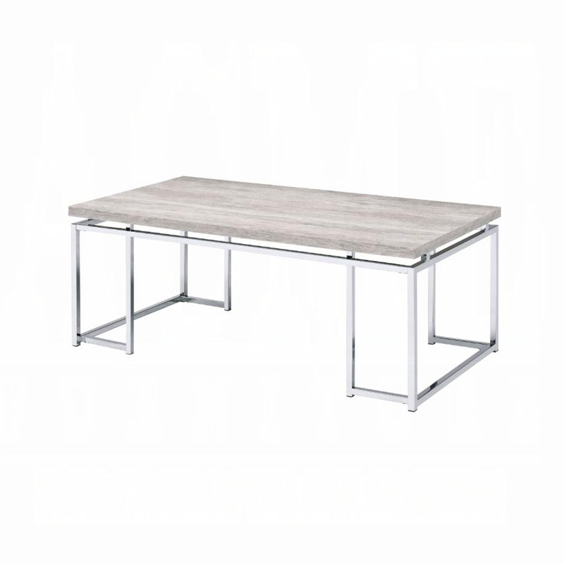 Spacieuse table basse rectangulaire en bois et table moderne en métal