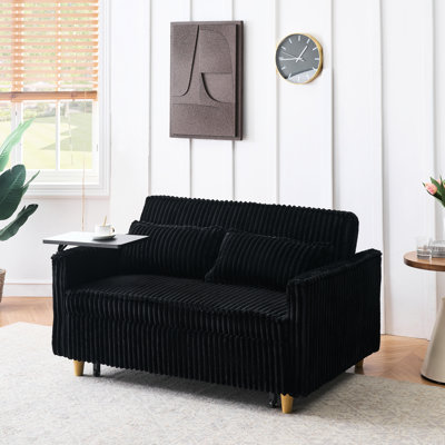 Black Corduroy With Movable Writing Table And Socket For Creativity Flexible Charging Option