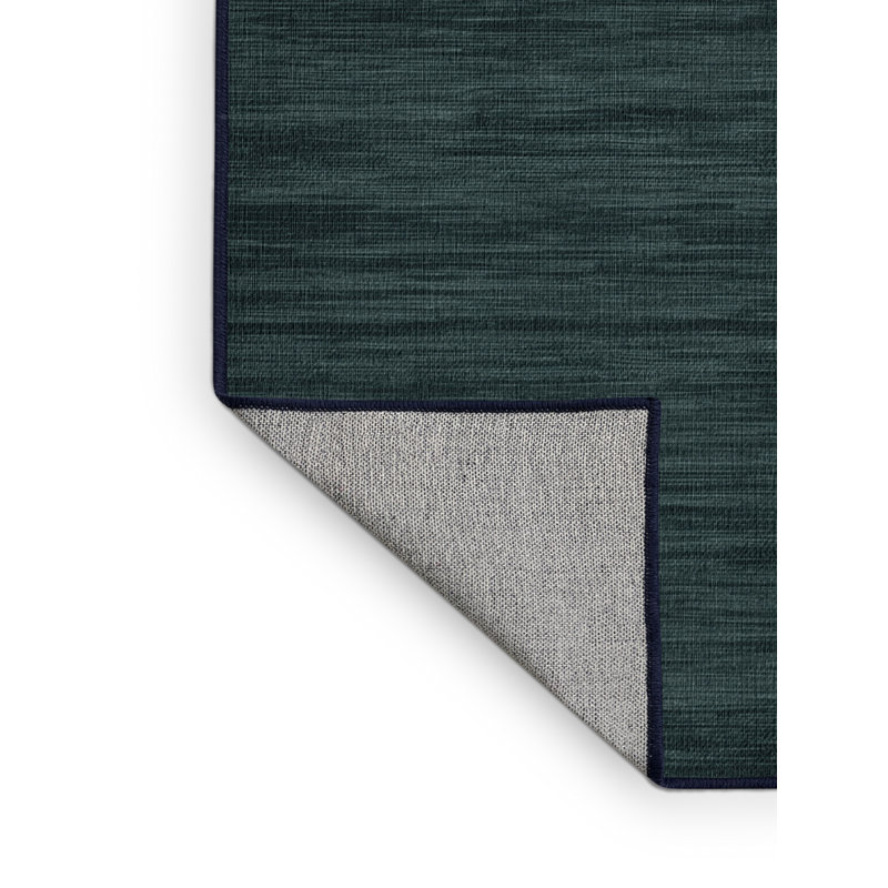 Machine Washable Solid Blue Area Rug, Round 5'