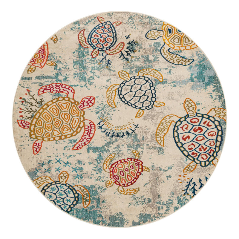 Tapis beige à motif animalier Vargas, Rond 3 pi 3 po