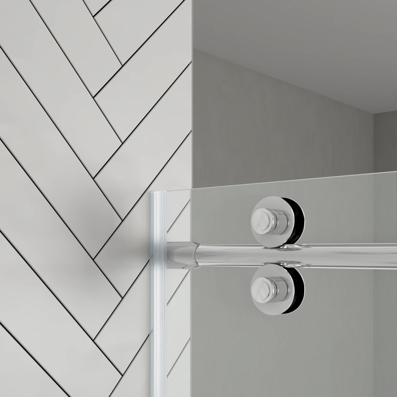 Ensemble de douche coulissante avec porte et base Reva 48 po x 32 po - Chrome, H 76,77 po x l 47,99 po x P 32,01 po
