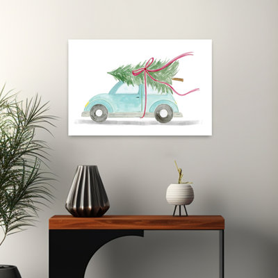 Voiture rétro pour Noël, arbre de Noël abstrait rétro, art naturel