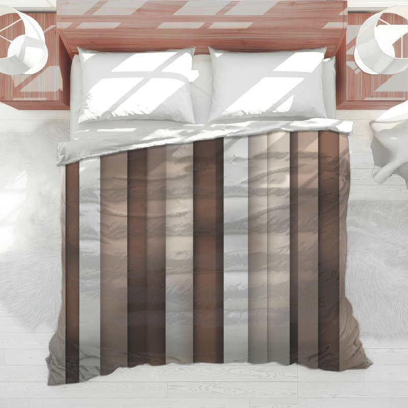 Brown Beige Vertical Stripes Comforter, King