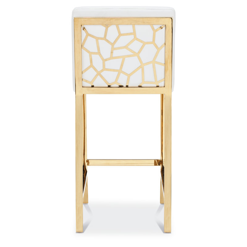 Tabouret de comptoir et de bar, Or, Blanc, Tabouret de comptoir (assise de 26 po de hauteur)