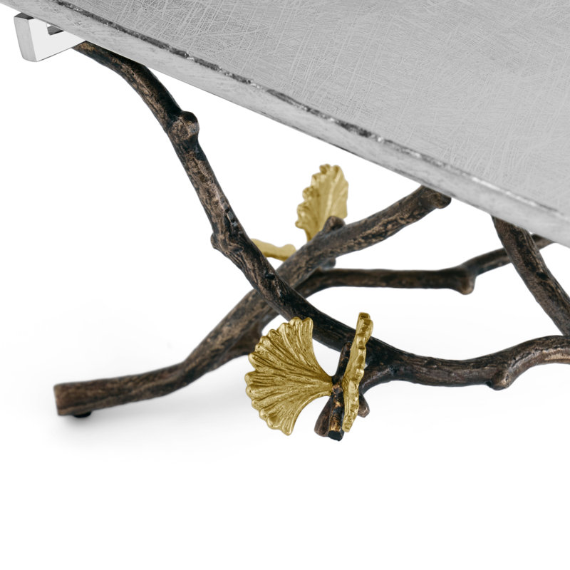 Butterfly Ginkgo Footed Tray, 6.75" H x 18" W x 12" D