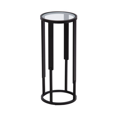 Round Glass and Metal Drink Table