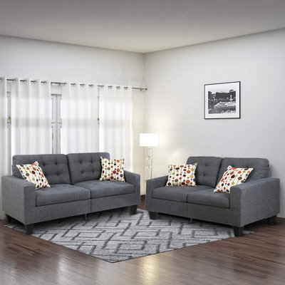 Ensemble de causeuse moderne 2 pièces, 4 coussins décoratifs