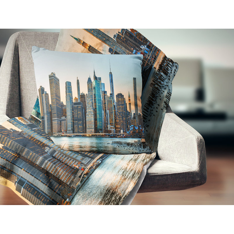 Coussin décoratif à l’horizon de the photographie new york city, 16 po x 1 po, Coussin décoratif