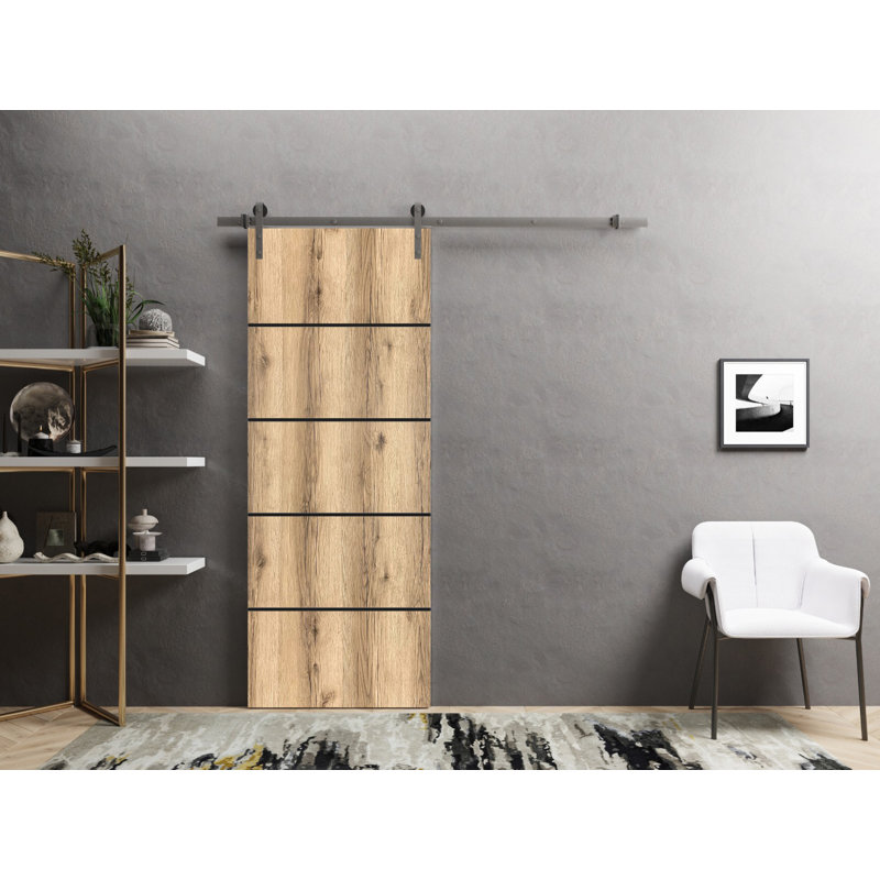 Porte de grange en bois massif massif, Chêne, 24 po x 96 po