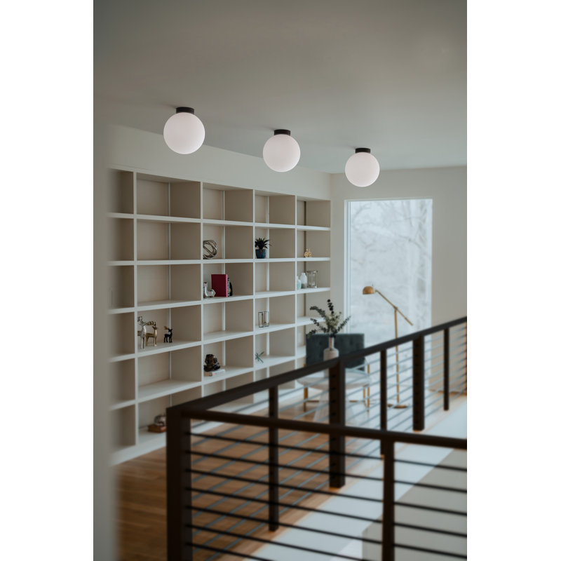 Bola Sphere Globe Flush Mounted Sconce, 13.6" H x 12" W x 12" D, Matte Black