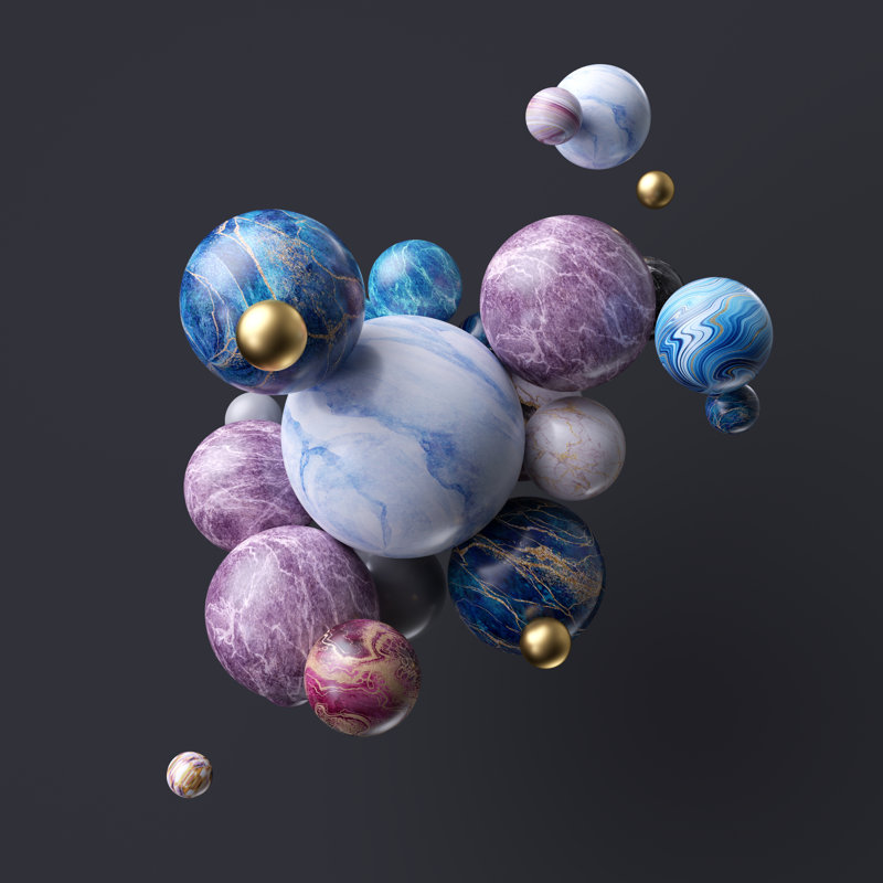 3D Marble Balls by Wacomka - Wrapped Canvas Print, 30cm H x 30cm W x 3.8cm D