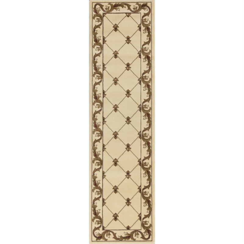 Tapis traditionnel ivoire Gaythorne Heirloom, Tapis de couloir 2 pi 2 po x 7 pi 11 po