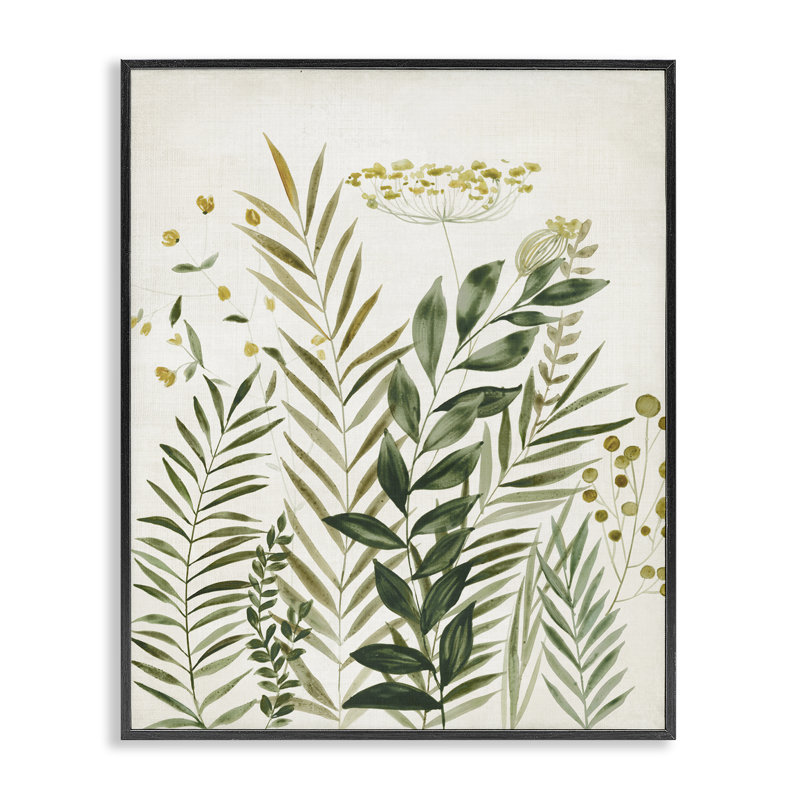  «Palm Leaves & Herbs», estampe numérique encadrée par Hannah Dawson, H 14 po x l 11 po, Giclée encadrée noir minuit
