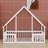 Wooden House Shaped Floor Bed With Fence And Guardrails-624547198
