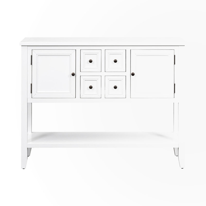 Console rétro avec quatre petits tiroirs, Blanc