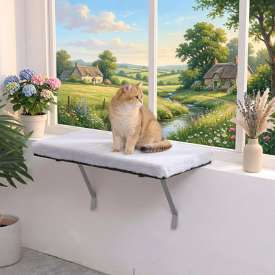 Siège de hamac pour chat avec fenêtre pour chat, tablette pour lit de chat, gris