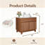 Meuble-lavabo autoportant en noyer de 36 po avec lavabo vasque et comptoir en pierre blanche 36 po-135606601
