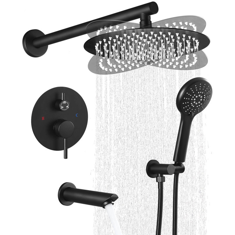 Dome shaped complete shower system, Matte Black