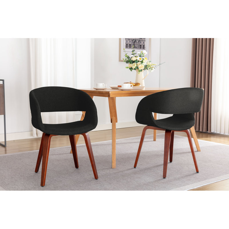 Blythers Fabric Mid-Century Dining Chair, Black