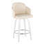 Tabouret de comptoir à hauteur fixe avec pivot en bois blanc et similicuir avec repose-pieds rond chromé - ensemble de 2-537095723
