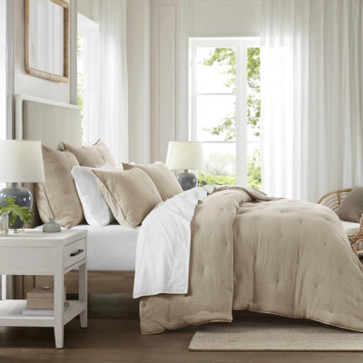 Très grand, courtepointe en gaze de coton, harmonie de couleur taupe, utilisation toutes saisons, nuits douillettes, motif brodé, taies décoratives de très grande taille 3 pièces, doux, respirant, été, hiver, accrochage,