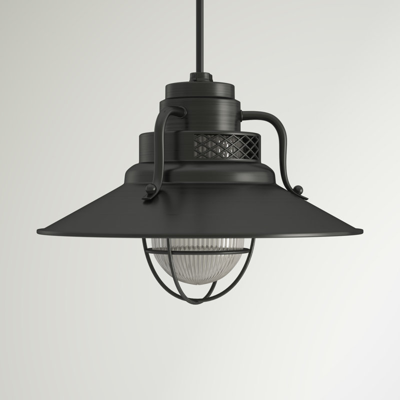 Luminaire suspendu conique à 1 lumière Fitzhugh, H 9,5 po x l 14 po, Noir satiné