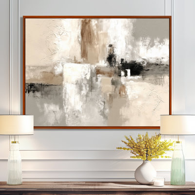 Brown And Black Brushstroke Abstract Painting - Cubism Framed Canvas Print, Brown Abstract Wall Art