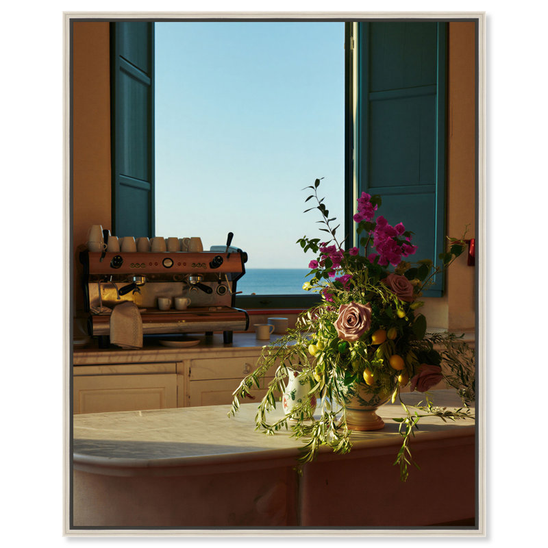 Morning Espresso Print by Oliver Gal, 25"H x 31"W, Silver Floater Frame