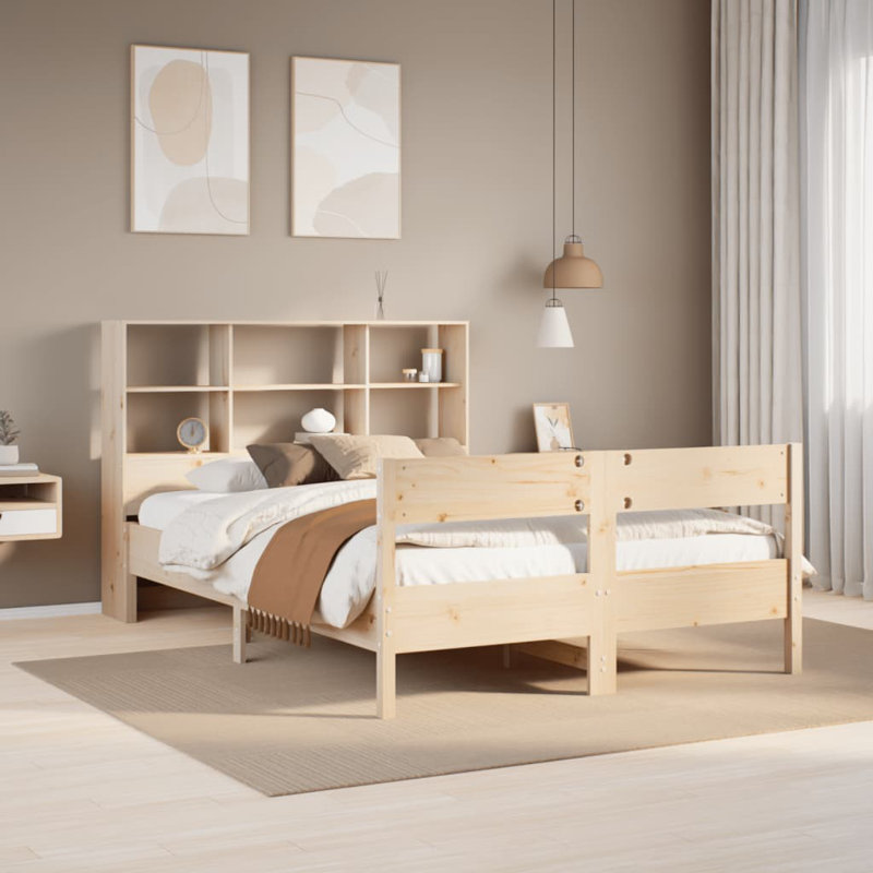 Gothankar Solid Wood Bed, European Kingsize (160 x 200cm), Wax Brown