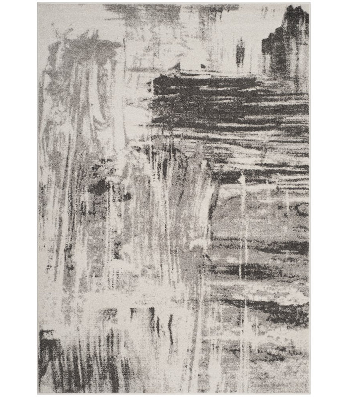 Riebe Abstract Ivory/Gray Area Rug, Rectangle 10' x 14'