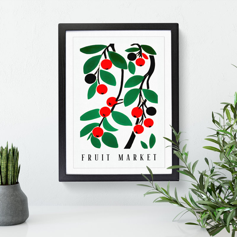 Cherry Fruit Market Exhibition Vol.4 - Single Picture Frame Print on Wood, 34cm H x 25cm W x 2cm D