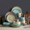 16-Piece Muted Morandi Color Dinnerware Set for 4, Ceramic Plates, Cereal Bowls & Mugs, Gift-Ready for Weddings & Holidays