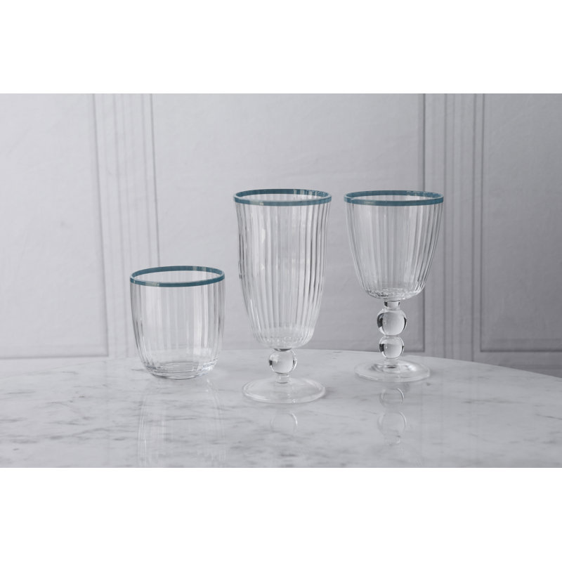Vida Drinking Glass, 12 oz., Clear/Blue