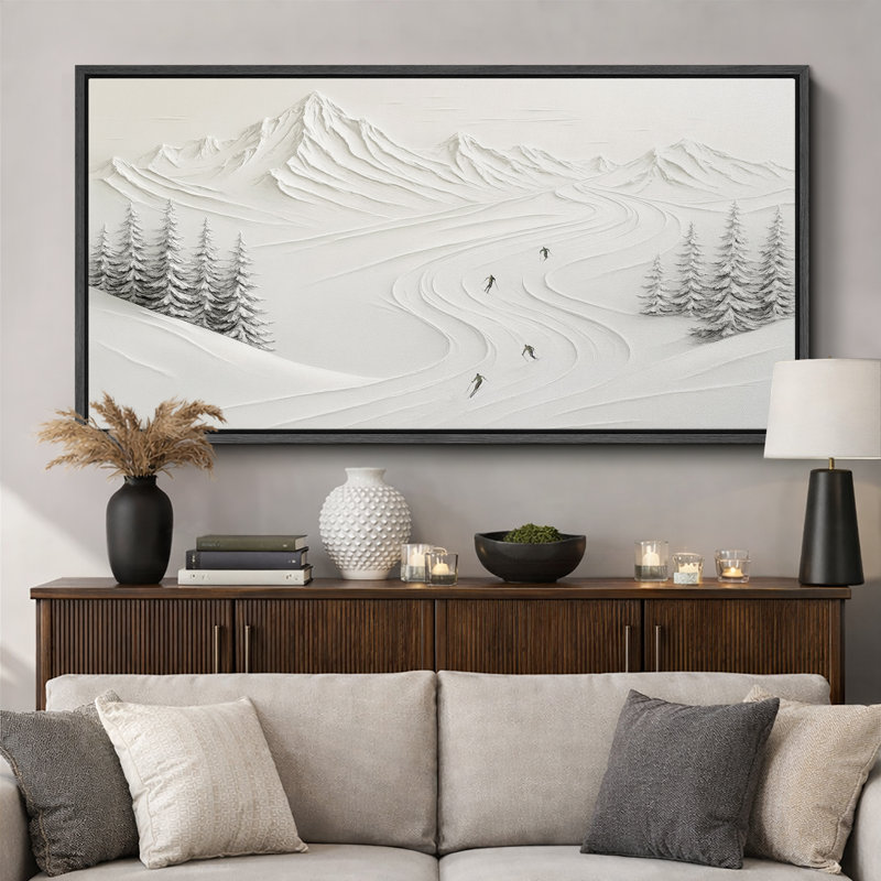 Impression sur toile encadrée, paysage d'hiver, H 30 po x l 60 po, Noir