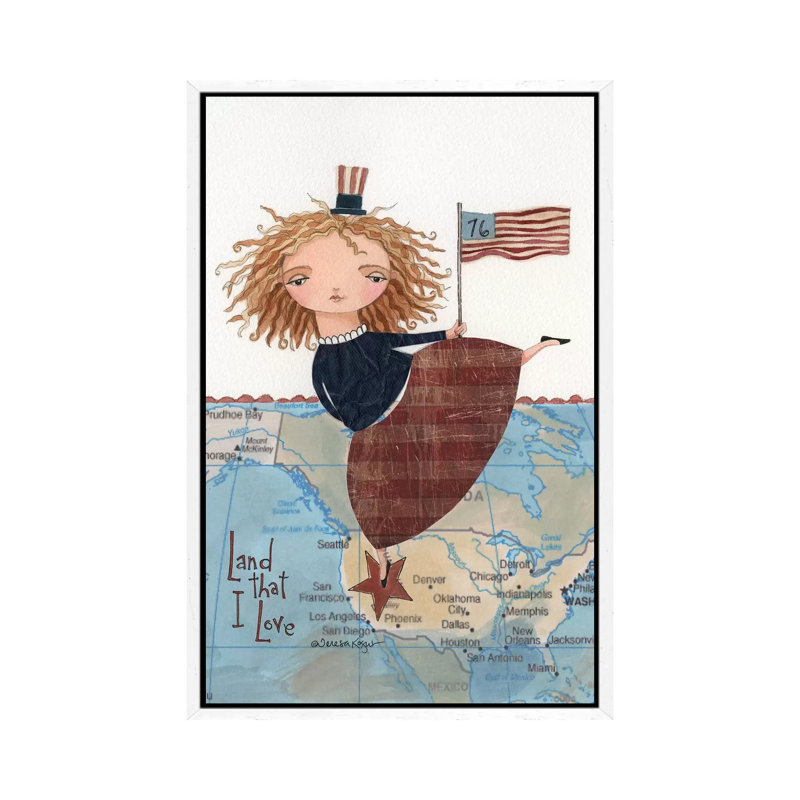 Land That I Love 1 Piece Wall Art on Canvas, 66.04cm H x 45.72cm W x 3.81cm D, White Floater Framed
