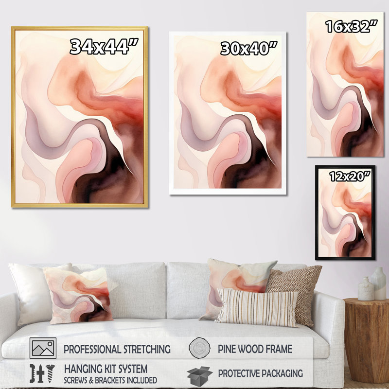 «Distant Clouds Cinnamon Infusion», impression sur toile, Cadre naturel flottant, H 32 po x l 24 po x P 1 po