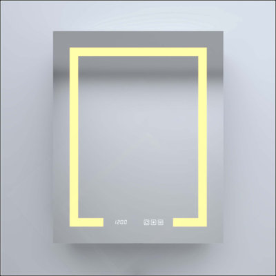 Pharmacie rectangulaire encastrable / à fixation en aluminium avec miroir DEL et horloge