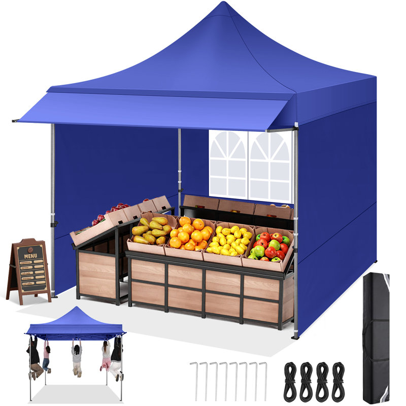 10'x10' Pop Up Canopy with Sidewalls, Dark Blue