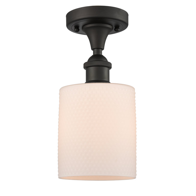 Plafonnier semi-encastré cylindrique simple à 1 lumière de 5 po Leilani, Bronze huilé, Blanc mat, Ampoule DEL 6 watts Vinage