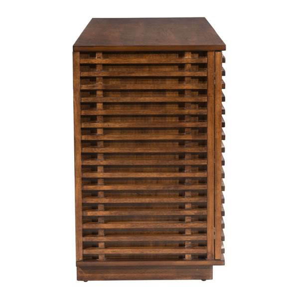 Walnut Medium Wood Slatted Modern Accent Cabinet