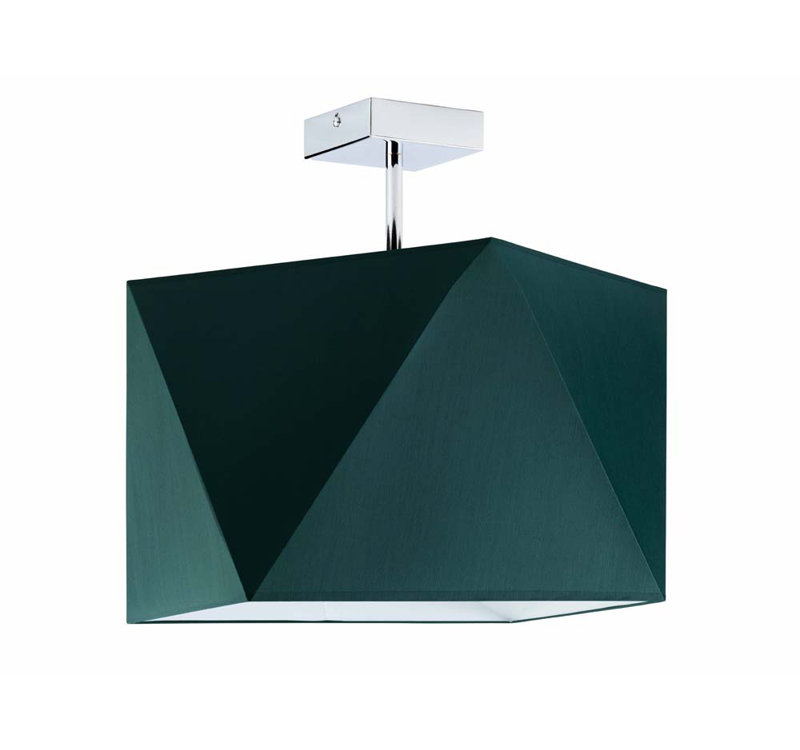 Demarian Fabric Semi Flush Mount, Dark Green, Silver