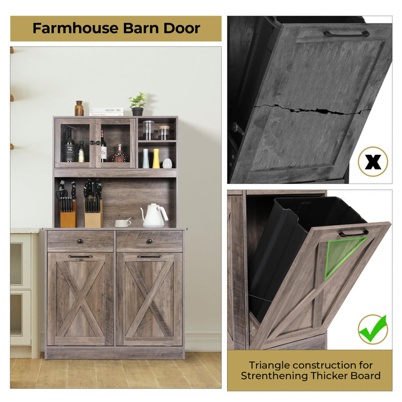 Double Tilt Out Trash Cabinet Trash Can - 10x2 Gallons (Trash Bins Not Included) 1 PC, Grey