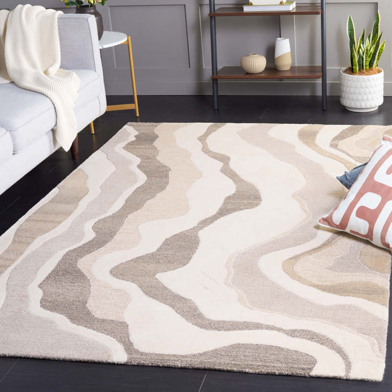 Carigan Hand Tufted Wool Abstract Rug, Rectangle 5' x 8'